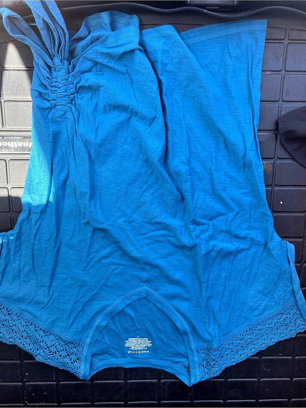 westbound Women's Blue Lace Hem Tank Top